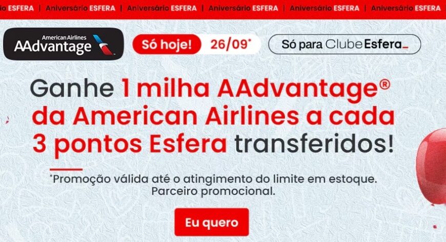 Ganhe 1 milhas AAdvantage da American Airlines…