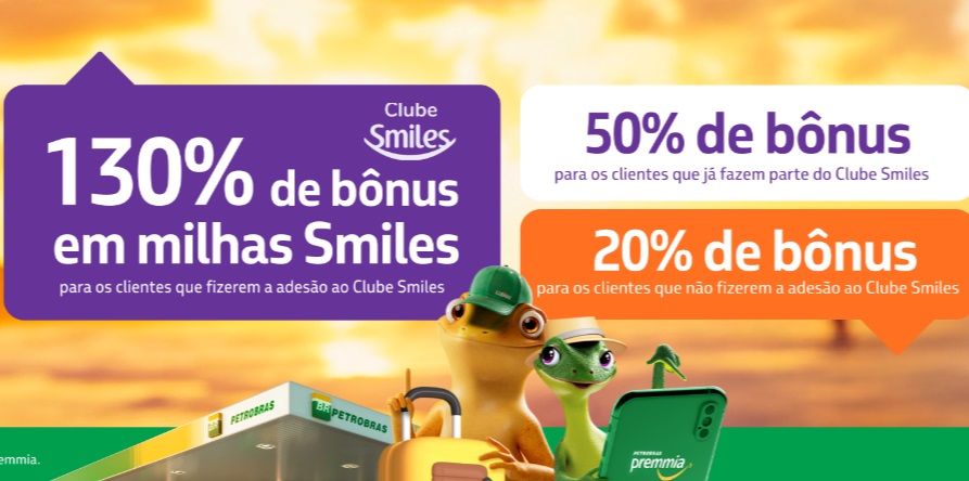 130% de bônus em milhas Smiles ao transferir seus pontos Premmia