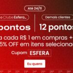 Esquenta Best Week Esfera e Insider! 13 pontos a cada R$ 1