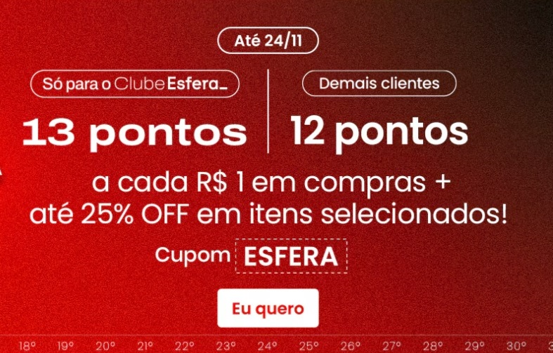 Esquenta Best Week Esfera e Insider! 13 pontos a cada R$ 1