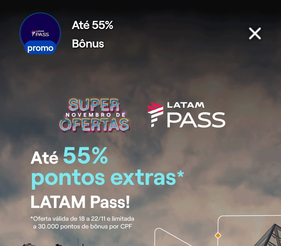 Transfira os pontos KMV para Latam Pass com até 55% de bônus