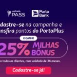 Só hoje 02/03! Transfira seus pontos do PortoPlus e ganhe 25% de milhas extras Latam Pass