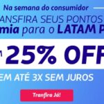 Transfira os pontos Premmia para Latam Pass com 25% OFF em até 3x sem juros milheiro saindo por R$ 23,10