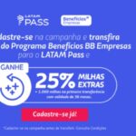 Transfira pontos do BB Empresas e ganhe 25% de milhas bônus 1.000 milhas na primeira transferência.