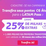 Transfira os pontos do C6bank para Latam Pass com 25% de bônus
