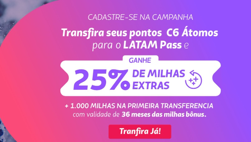 Transfira os pontos do C6bank para Latam Pass com 25%&hellip;