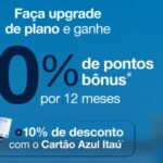 Faça Upgrade do Plano Azul e ganhe 70% de pontos bônus + 10% desconto nos cartões Itaú Azul