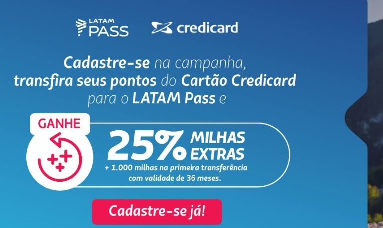 Transfira seus pontos do cartão Credicard e ganhe 25% de milhas extras