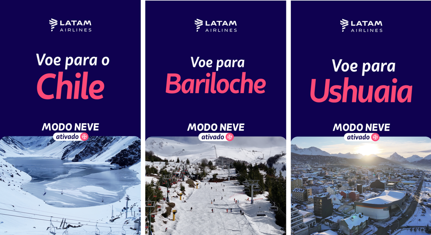 LATAM oferece acúmulo de milhas LATAM Pass e pontos qualificáveis para clientes que viajam a destinos de neve na América do Sul durante a temporada de inverno