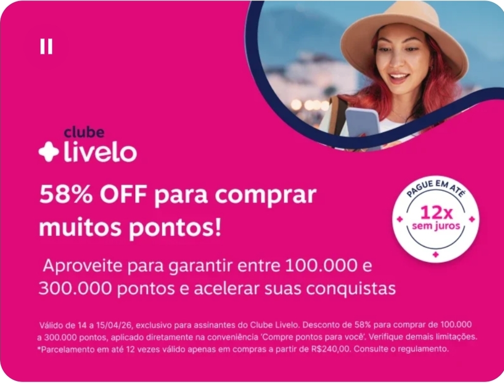 Último dia! Compre pontos Livelo com 58% de desconto. Milheiro&hellip;