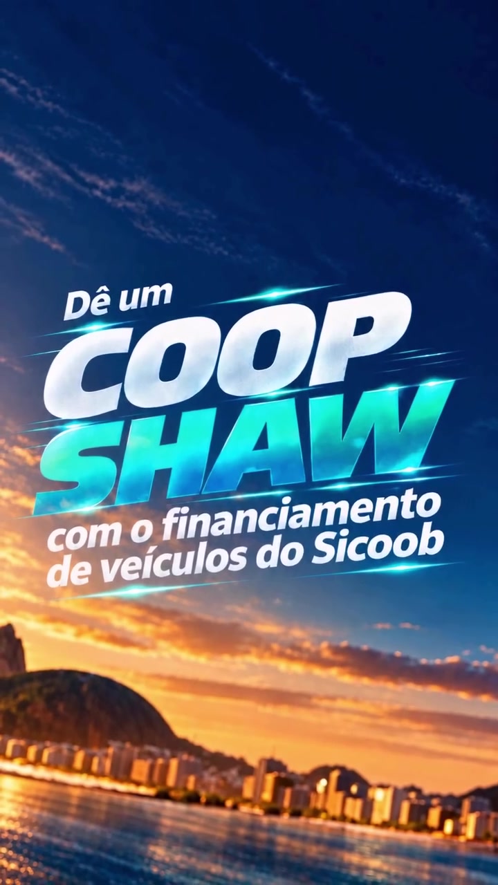 Cartela da campanha Dê um Coop Shaw com o financiamento de veículos do Sicoob